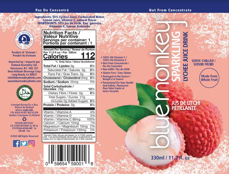 Nutrition Factors Present in Blue Monkey's Lychee Juice Drink